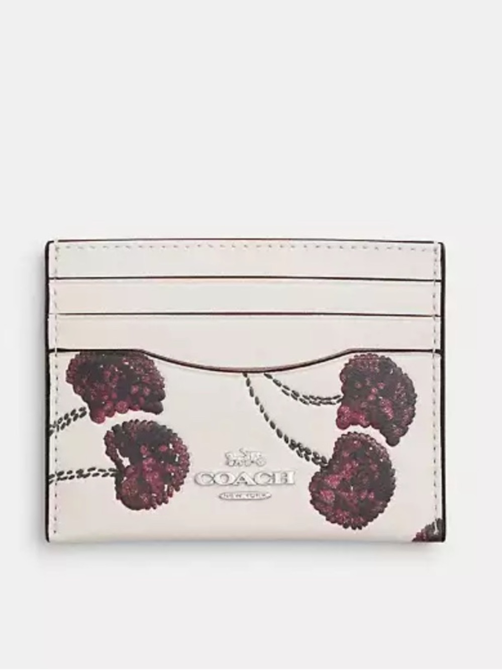 Coach Slim ID Card Case in Chalk Multi with Cherry Accent